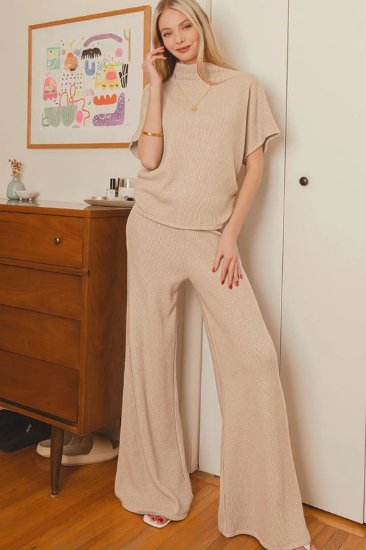 Image of Zenana Sweater Mock Neck Top & Long Pants Set | Queeble.shop