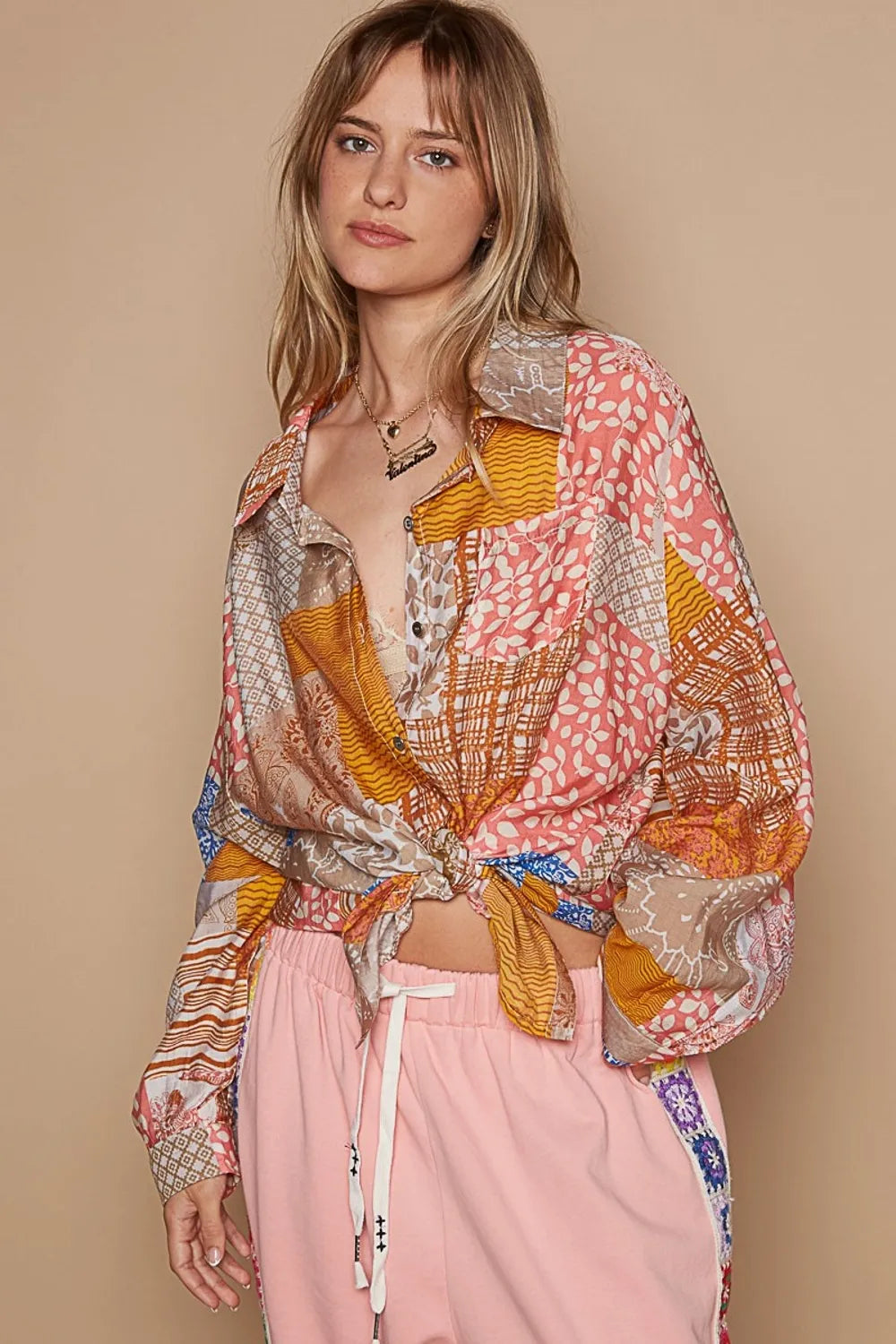 Image of POL Button-Down Long Sleeve Printed Shirt | Queeble.shop