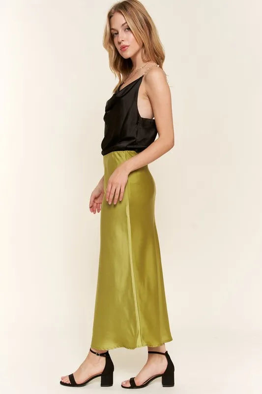 Image of And The Why Satin Midi Skirt | Queeble.shop