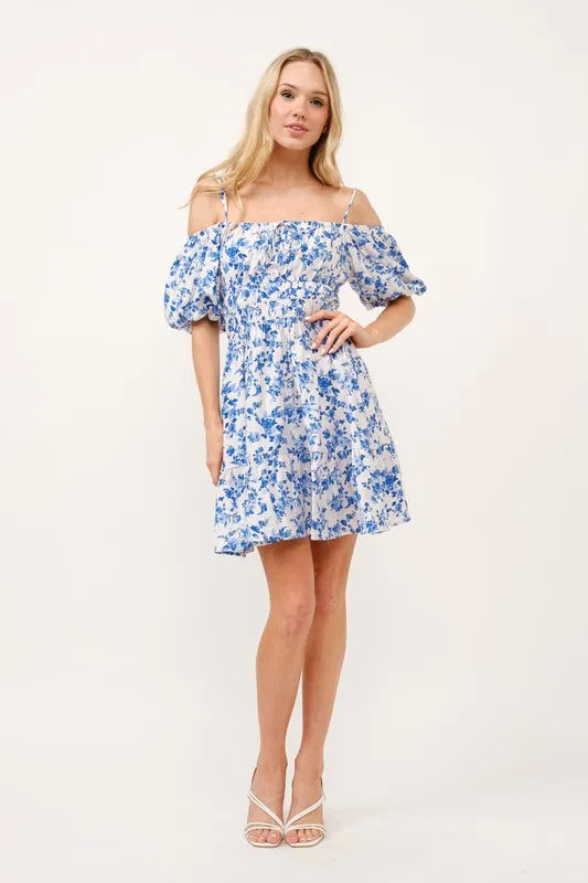 Image of And The Why Off Shoulder Bubble Sleeve Dress | Queeble.shop