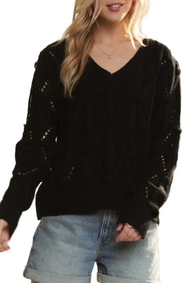 Image of ADORA Loose Fit V Neck Knit Top | Queeble.shop