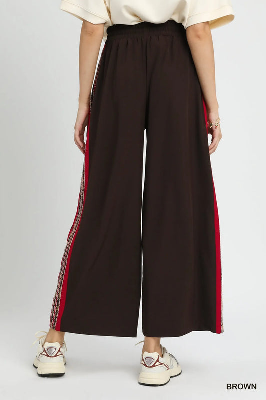 Image of Umgee Wide Leg Pants with Contrast Side Trim | Queeble.shop