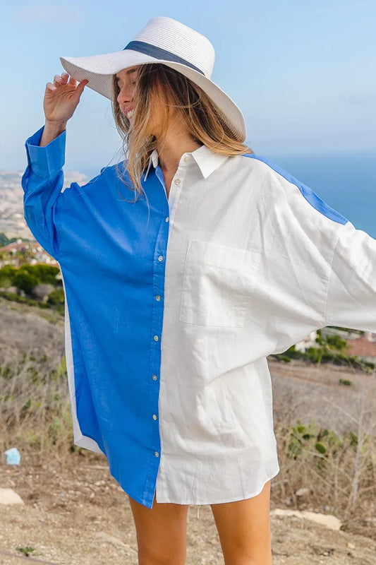 Image of BiBi Oversized Color Block Shirt | Queeble.shop