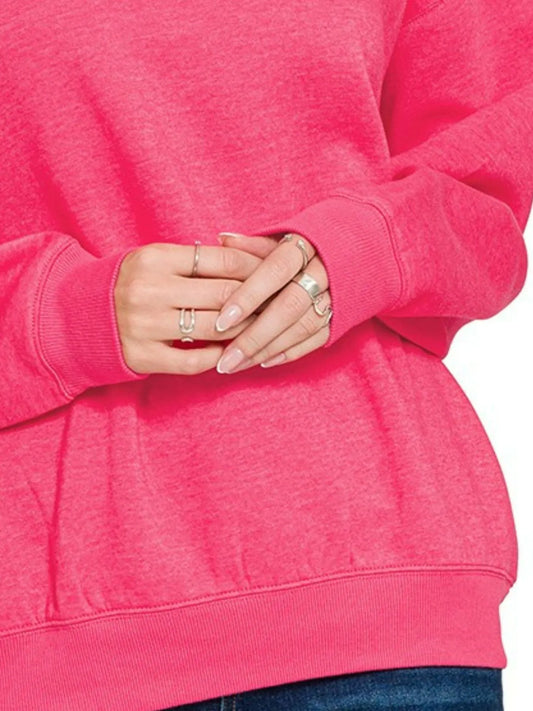 Image of Zenana Fleece Crewneck Long Sleeve Sweatshirt | Queeble.shop