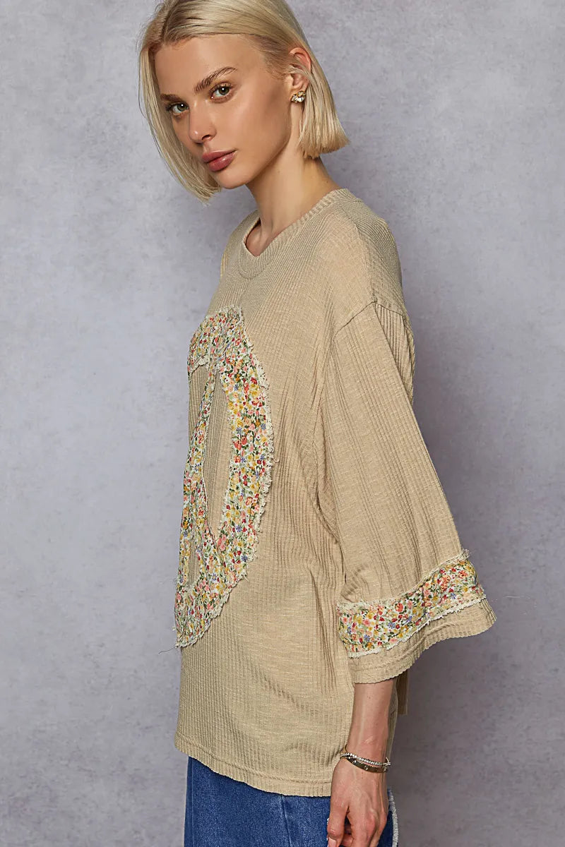 Image of POL Floral Peace Patch Drop Shoulder T-Shirt | Queeble.shop