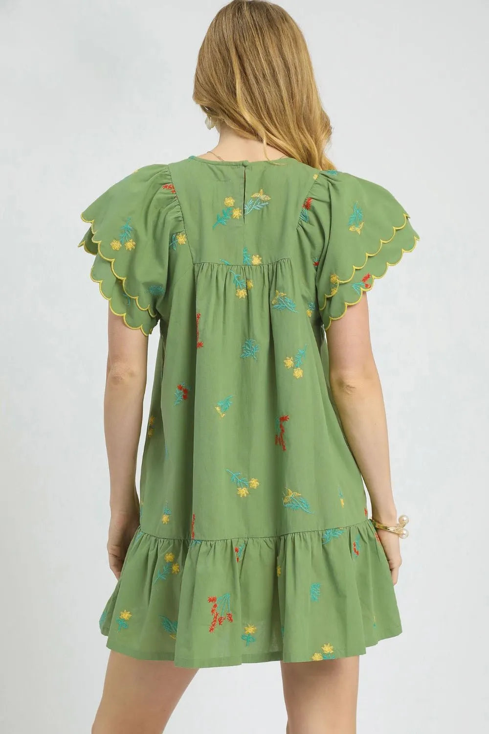 Image of Umgee Floral Embroidered Short Sleeve Mini Dress | Queeble.shop