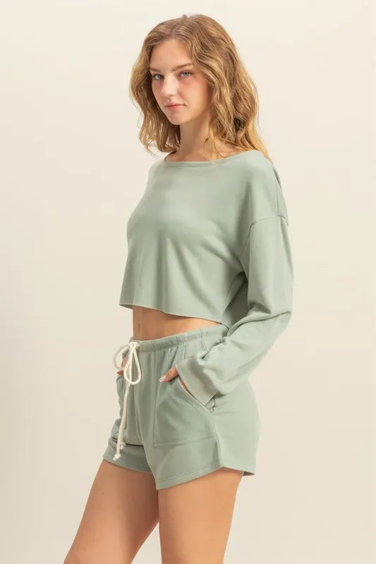Image of HYFVE Boat Neck Long Sleeve Cropped Top | Queeble.shop