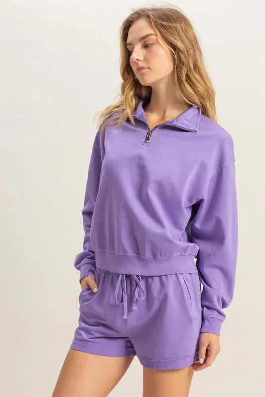 Image of HYFVE Quarter Zip Drop Shoulder Sweatshirt | Queeble.shop