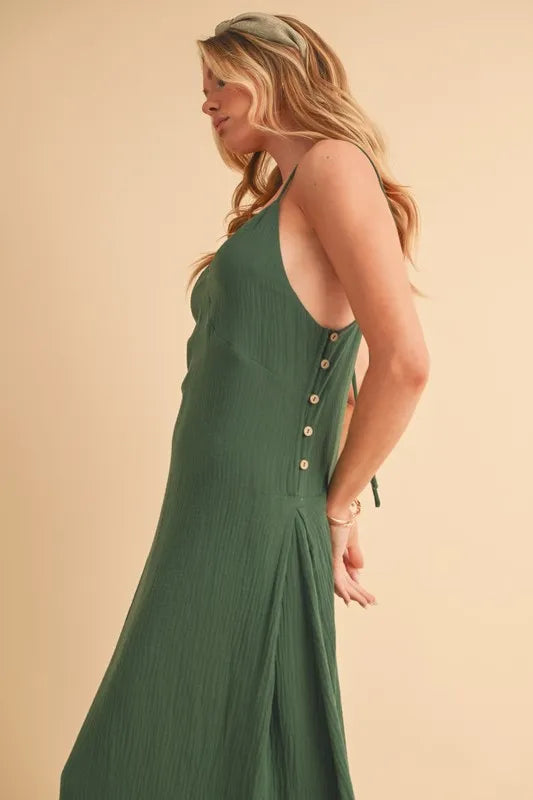 Image of Aemi+Co Side Button Midi Cami Dress | Queeble.shop
