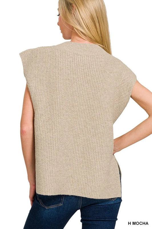 Image of Zenana Oversized Sweater Vest with Side Slit | Queeble.shop