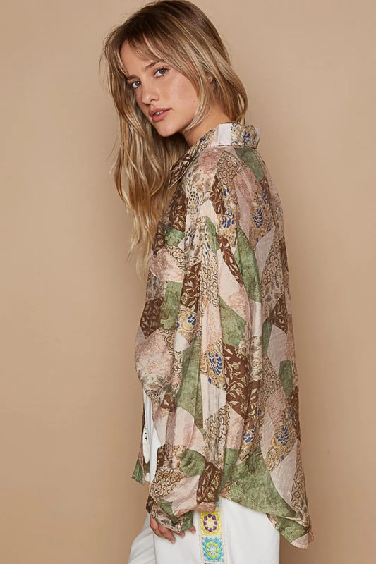 Image of POL Button-Down Long Sleeve Printed Shirt | Queeble.shop