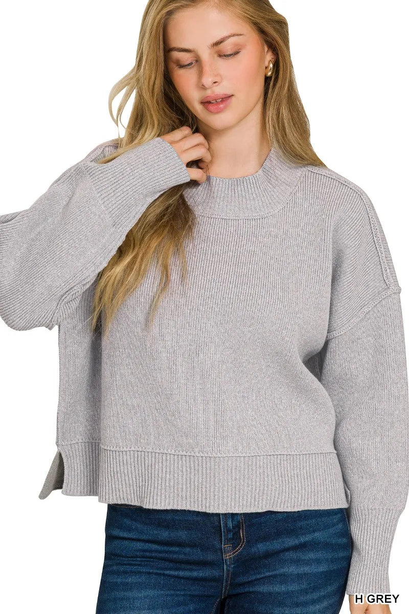 Image of Zenana Wide Neck Band Drop Shoulder Sweater | Queeble.shop