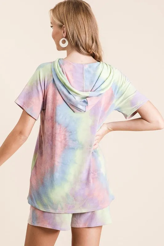 Image of BiBi Tie Dye Terry Hoodie with Drawstring | Queeble.shop