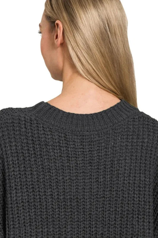 Image of Zenana Short Sleeve Round Neck Sweater | Queeble.shop