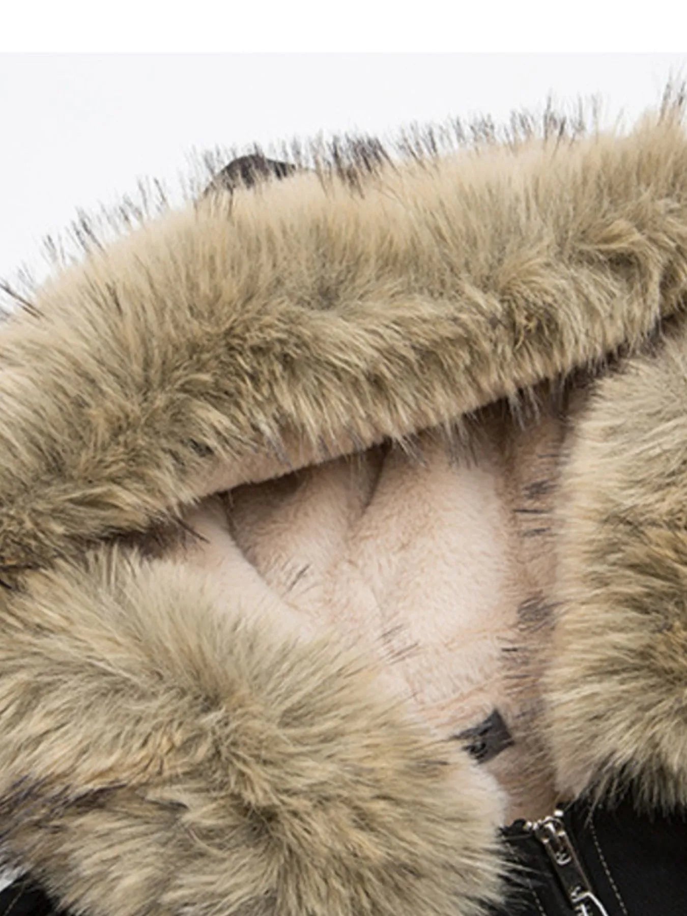 Image of Men's Faux Fur Hooded Zip Up Jacket | Queeble.shop
