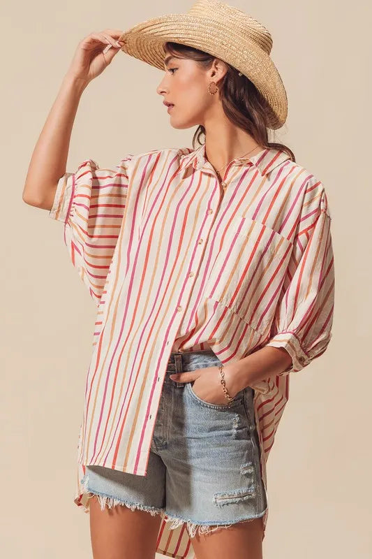Image of SO ME Multicolored Stripe Button Down Shirt | Queeble.shop