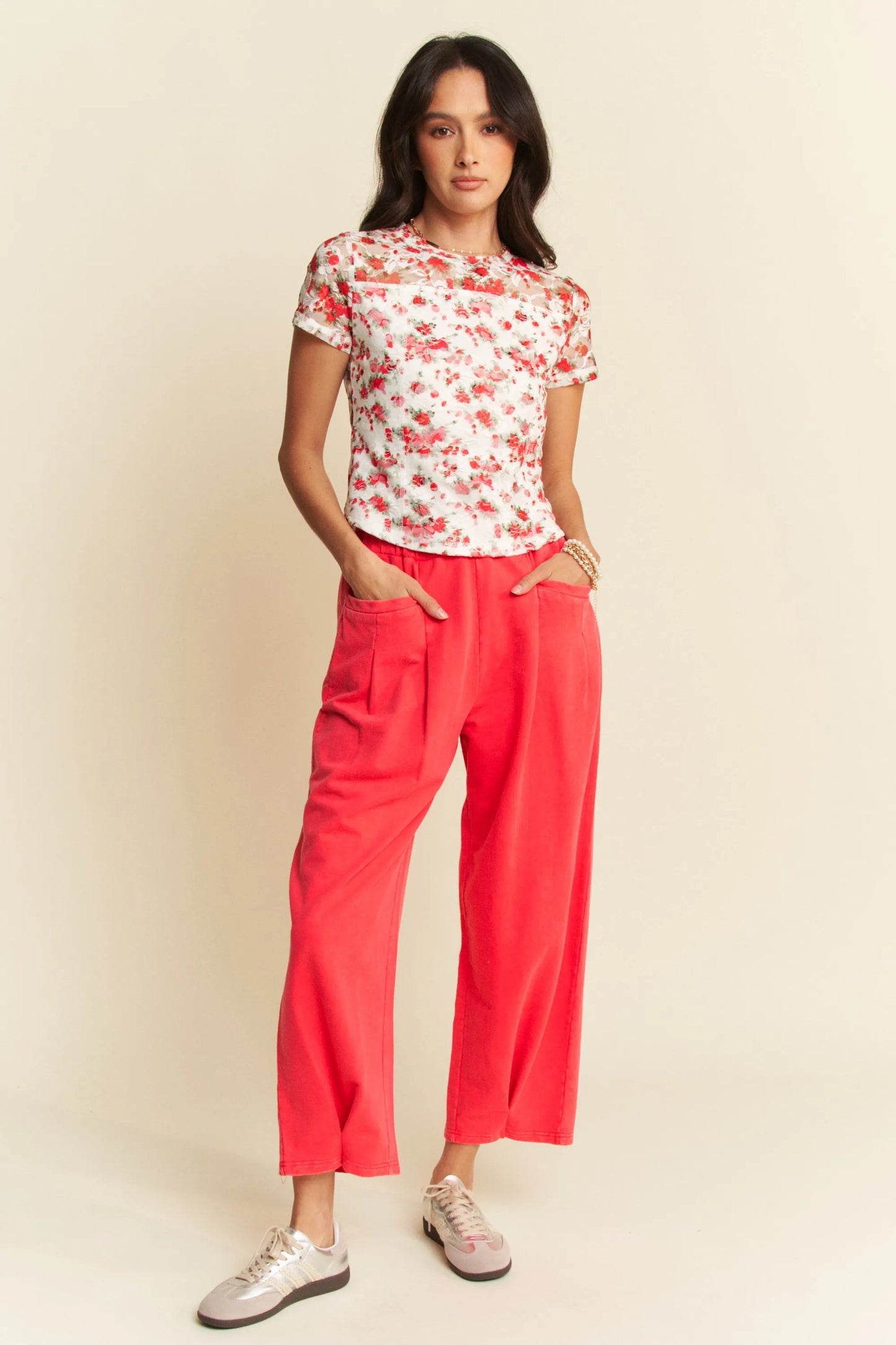 Image of Davi & Dani Ribbon Short Sleeve Layered Mesh Top | Queeble.shop