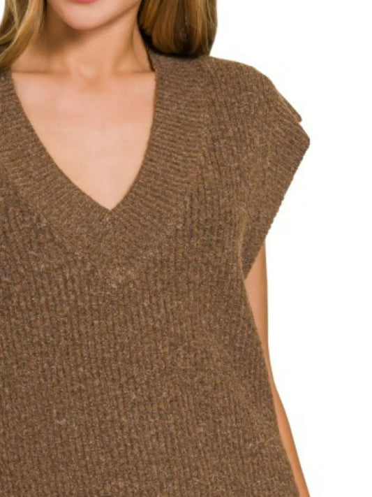 Image of Zenana Oversized Sweater Vest with Side Slit | Queeble.shop