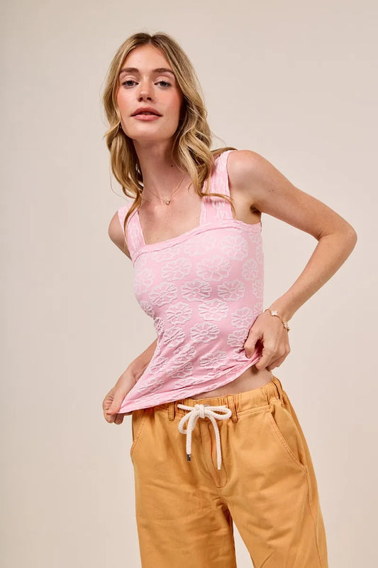 Image of SO ME Two Tone Floral Seamless Tank Top | Queeble.shop