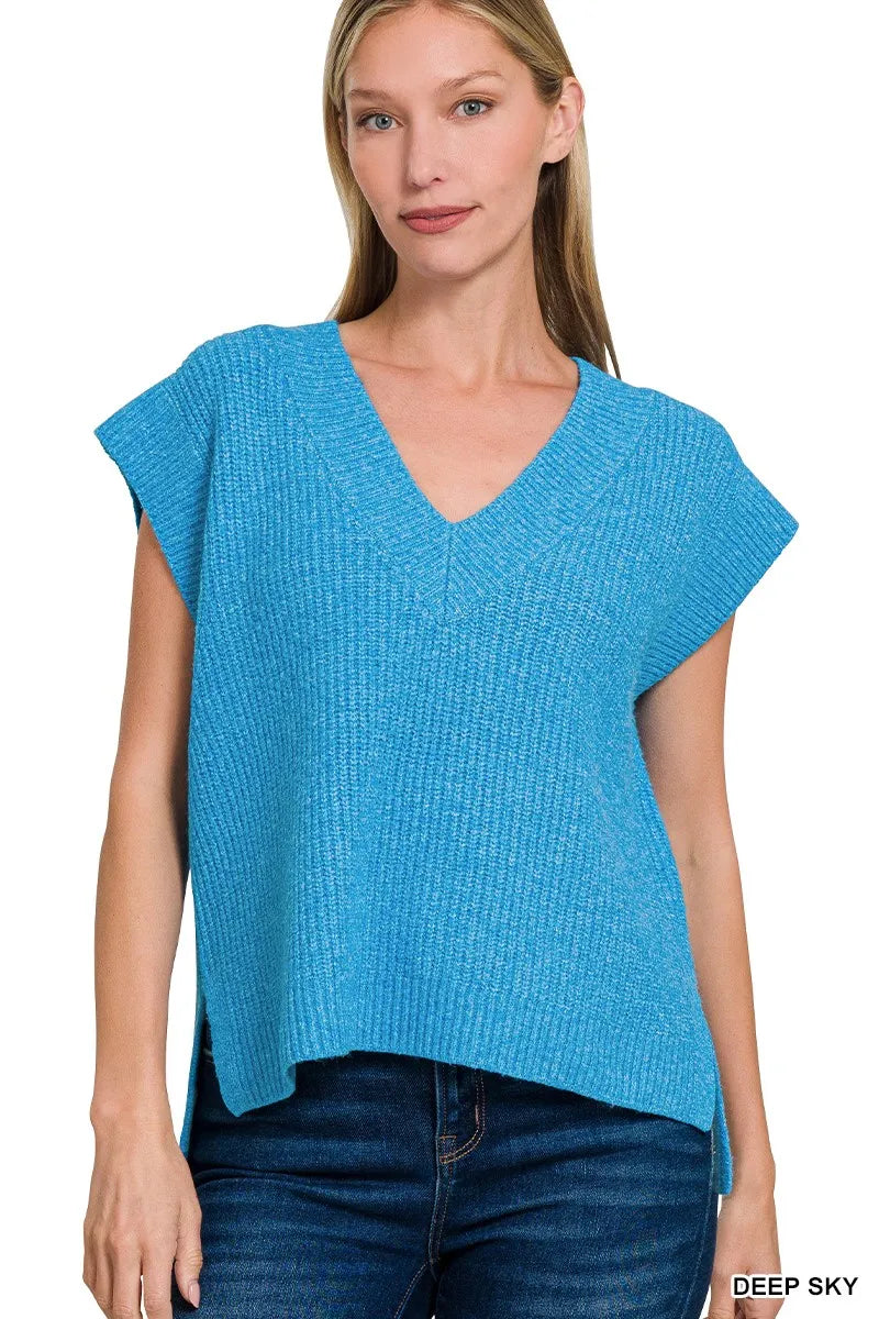 Image of Zenana Oversized Sweater Vest with Side Slit | Queeble.shop