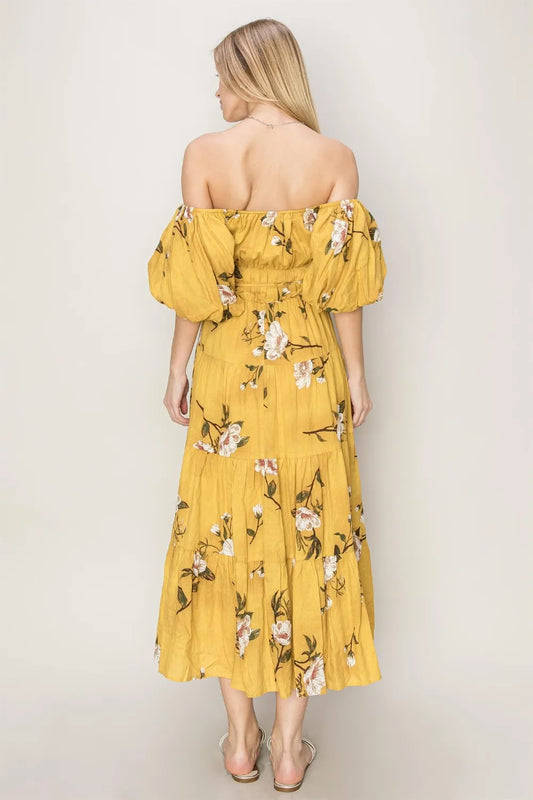 Image of HYFVE Floral Puff Sleeve Tiered Dress | Queeble.shop