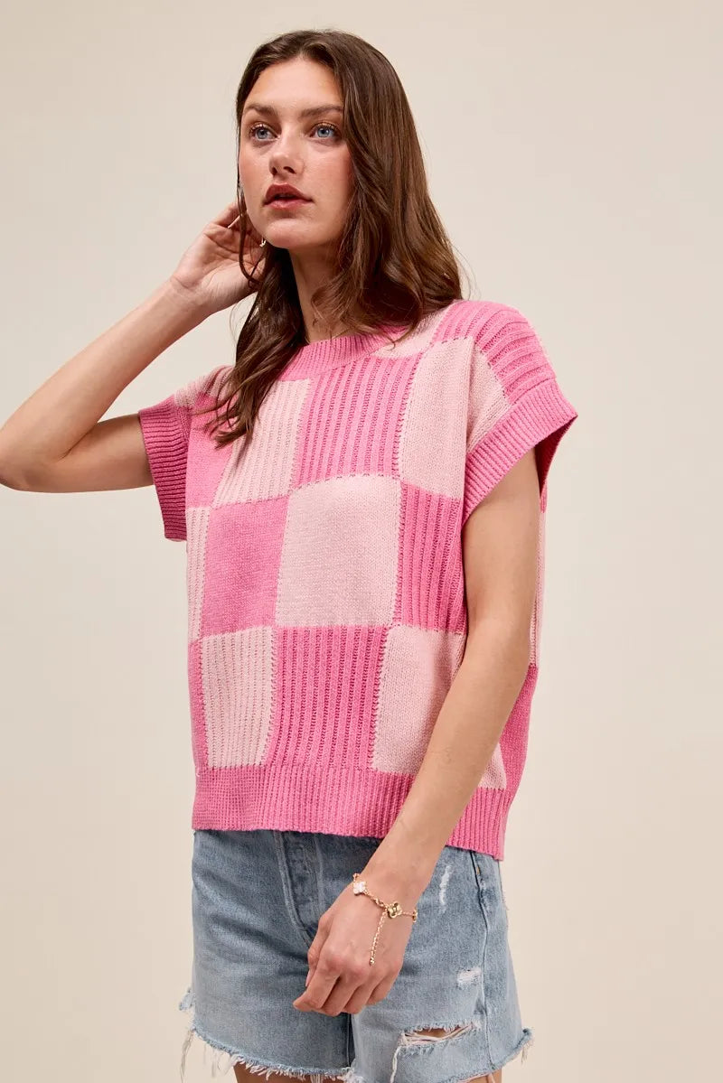 Image of SO ME Check Plaid Casual Sweater Top | Queeble.shop