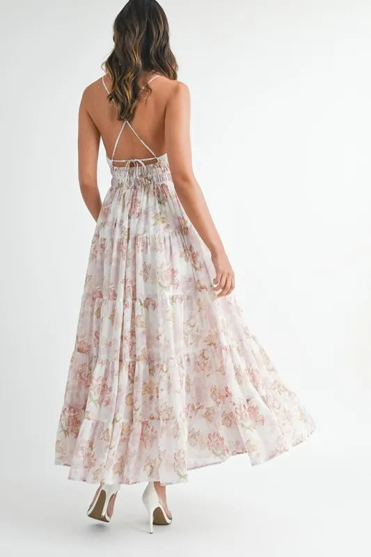 Image of MABLE Floral Print Tiered Cami Maxi Dress | Queeble.shop
