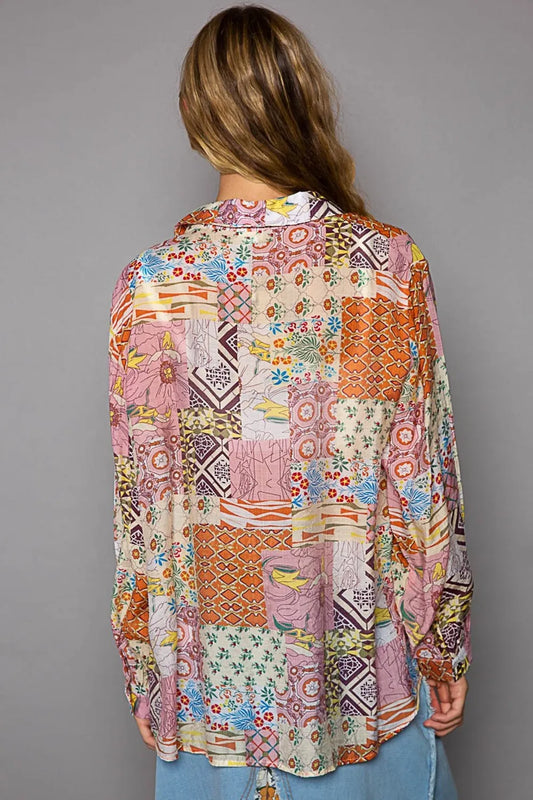 Image of POL Button-Down Long Sleeve Printed Shirt | Queeble.shop