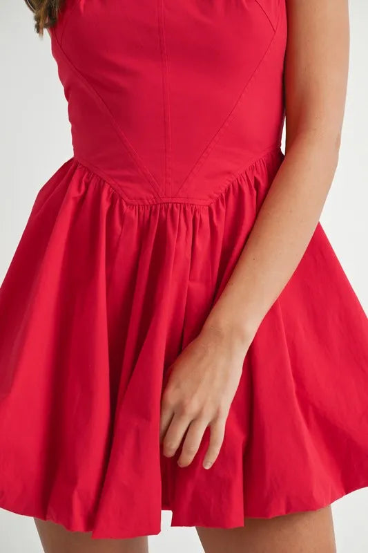 Image of MABLE Poplin Square Neckline Bubble Mini Dress | Queeble.shop