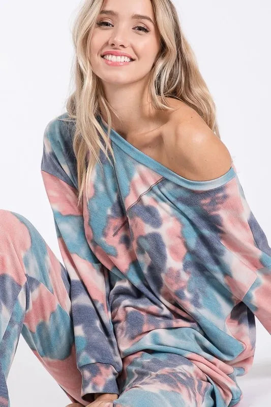 Image of BiBi Tie Dye French Terry Casual Pants | Queeble.shop