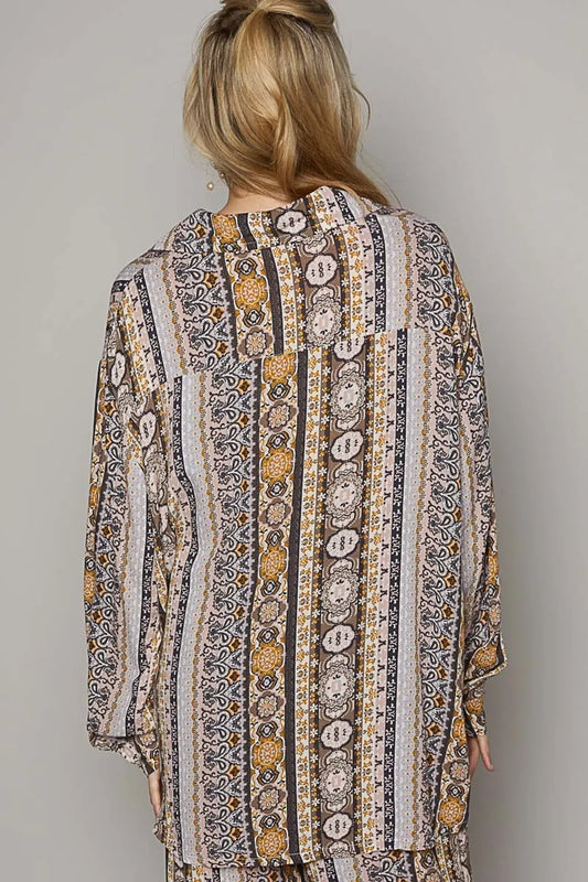 Image of POL Long Sleeve Button Down Printed Shirt | Queeble.shop