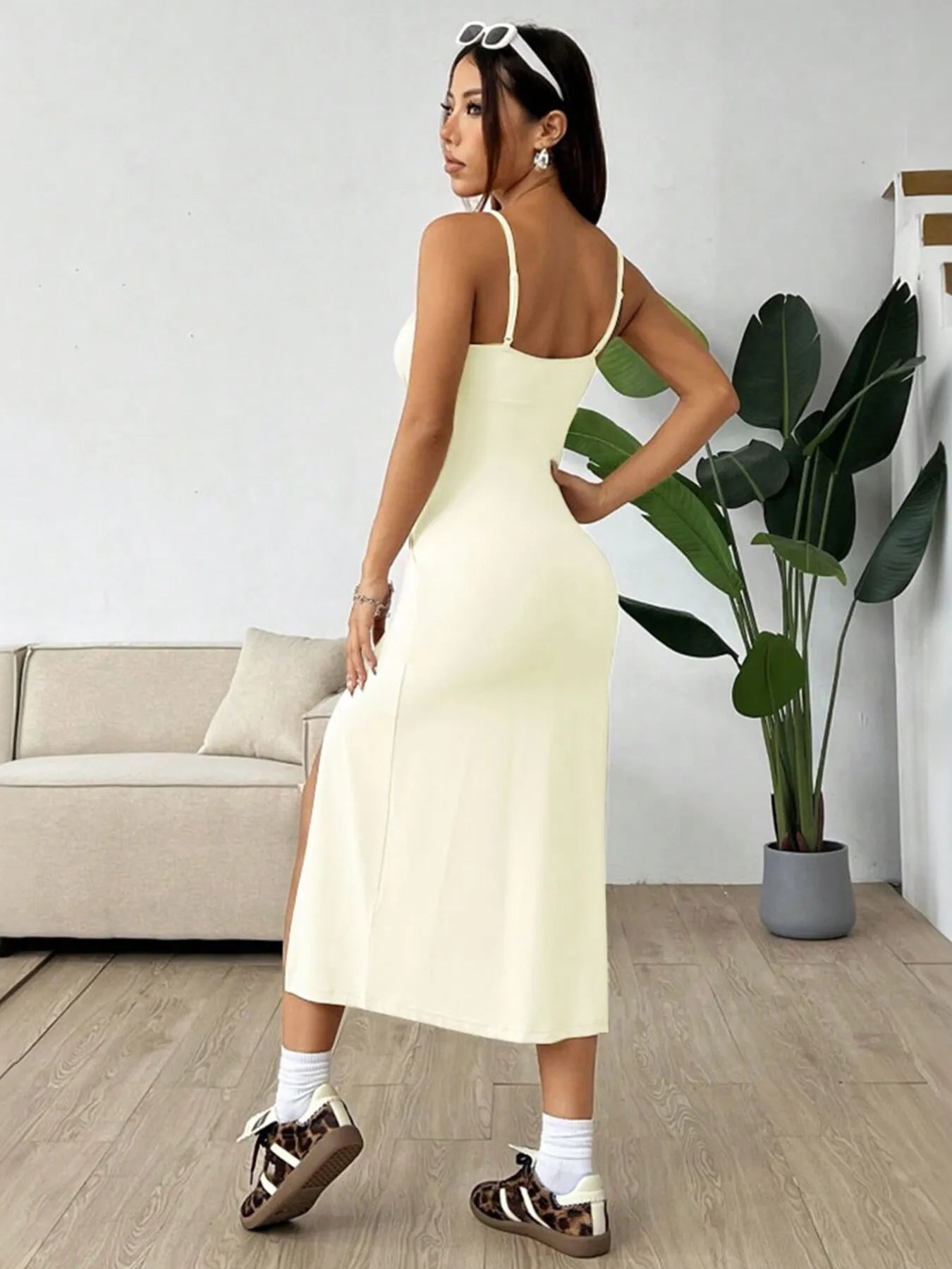 Image of Slit Bodice Midi Cami Dress | Queeble.shop