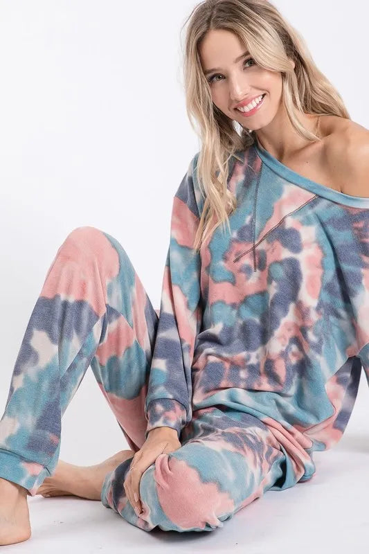 Image of BiBi Tie Dye French Terry Casual Pants | Queeble.shop