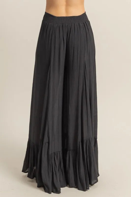 Image of HYFVE High-Waist Ruffle Flared Wide Leg Pants | Queeble.shop