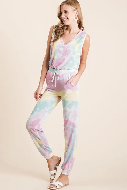 Image of BiBi Tie Dye French Terry Casual Pants | Queeble.shop