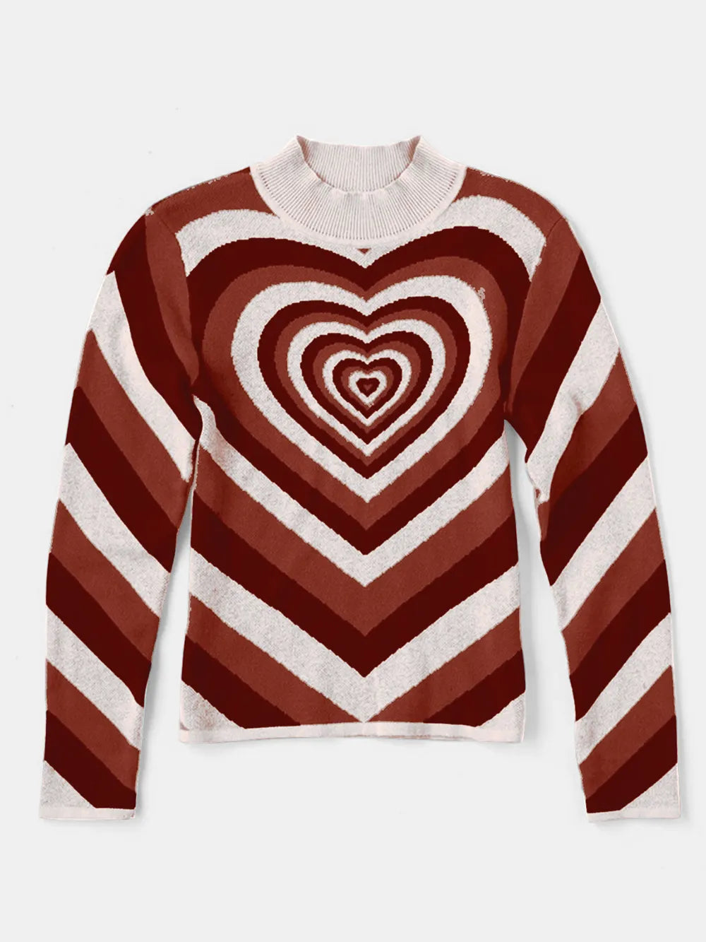 Image of Heart Mock Neck Long Sleeve Sweater | Queeble.shop