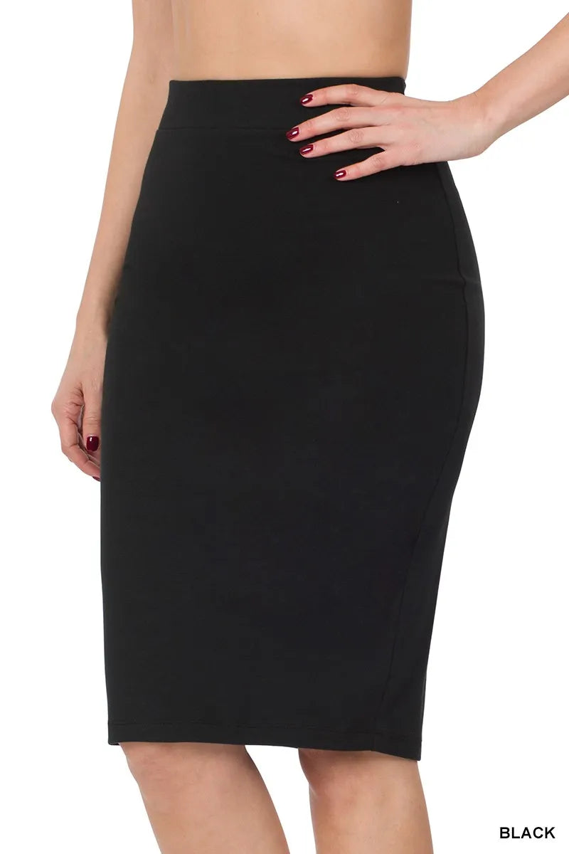 Image of Zenana Premium Cotton Basic Knee Skirt | Queeble.shop