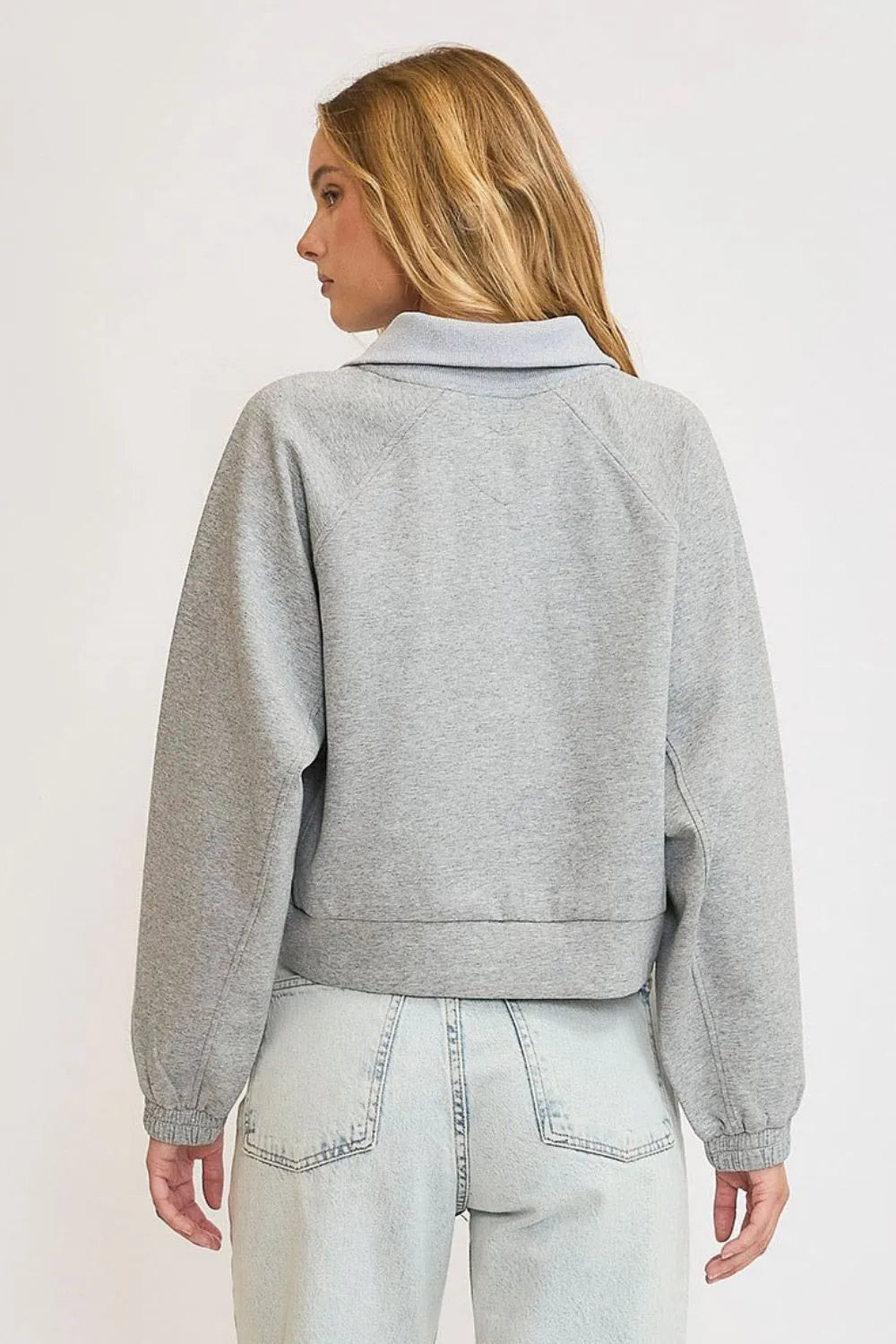Image of Umgee Full Size Half Zip Cropped Sweatshirt Plus Size | Queeble.shop