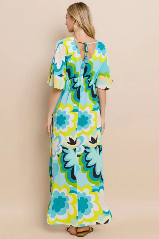 Image of ODDI Floral Printed Slit Maxi Dress | Queeble.shop