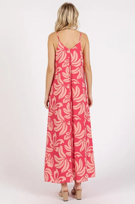 Image of Mittoshop Printed V-Neck Maxi Cami Dress with Pockets | Queeble.shop