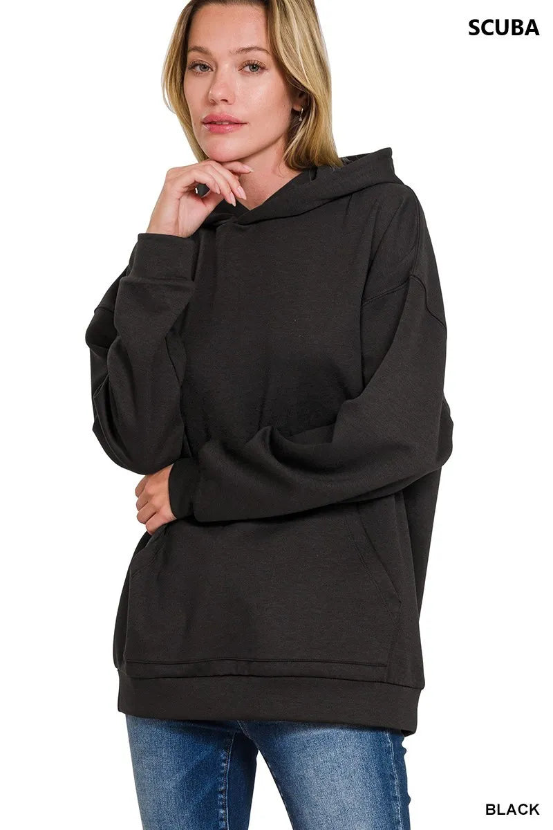Image of Zenana Oversized Scuba Hoodie with Kangaroo Pocket | Queeble.shop