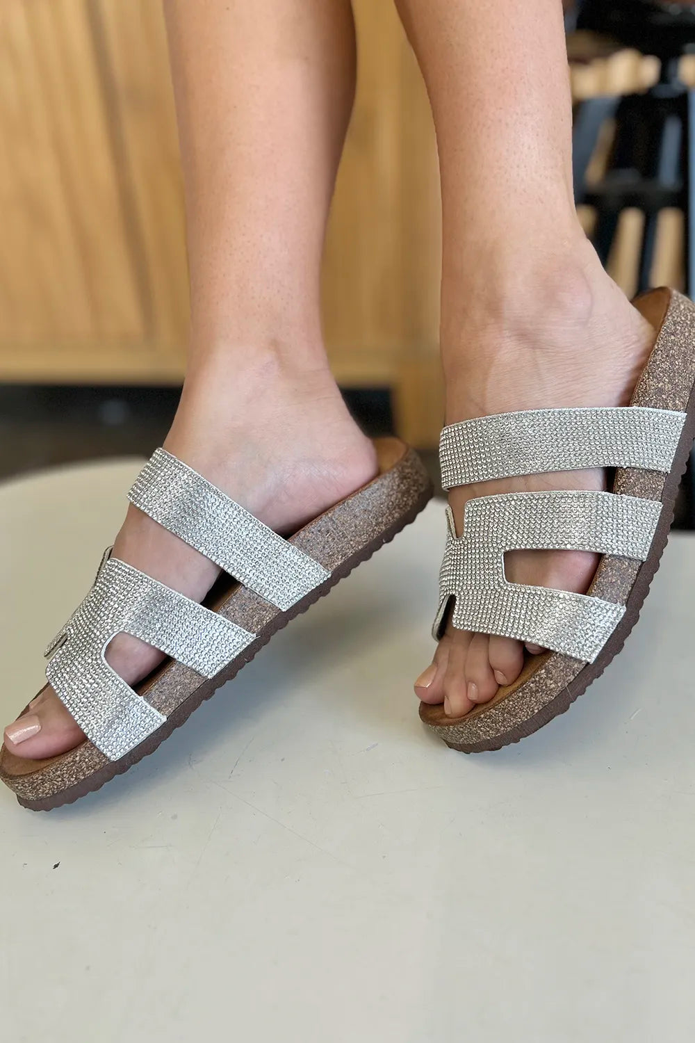 Image of Forever Link Rhinestone Open Toe Sandals | Queeble.shop