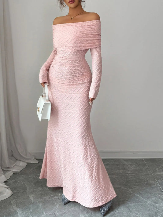 Image of Off Shoulder Mermaid Maxi Dress | Queeble.shop