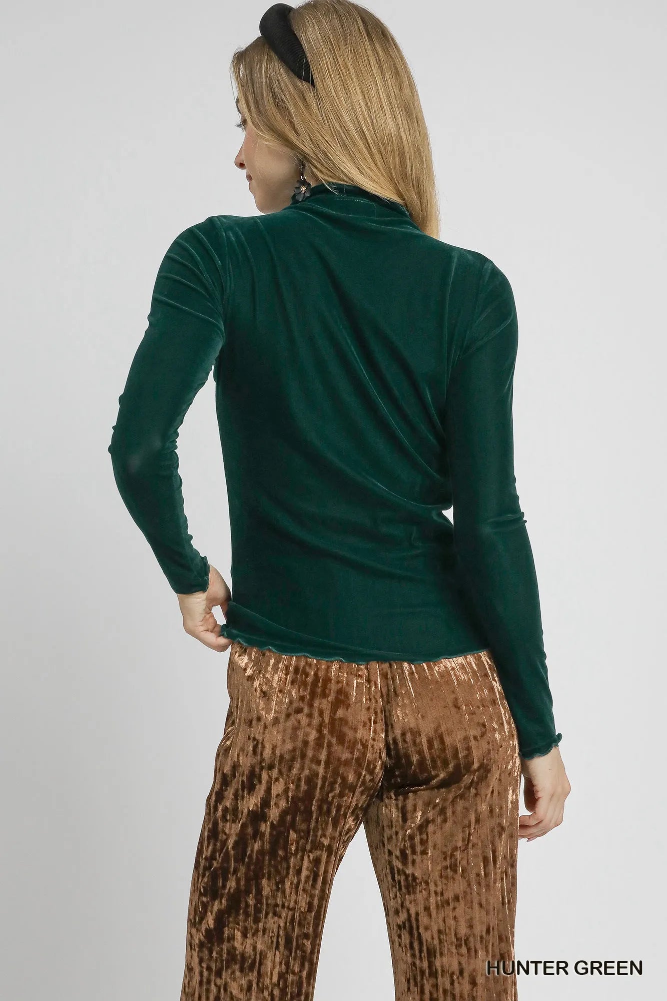 Image of Umgee Velvet Long Sleeve Fitted Top | Queeble.shop