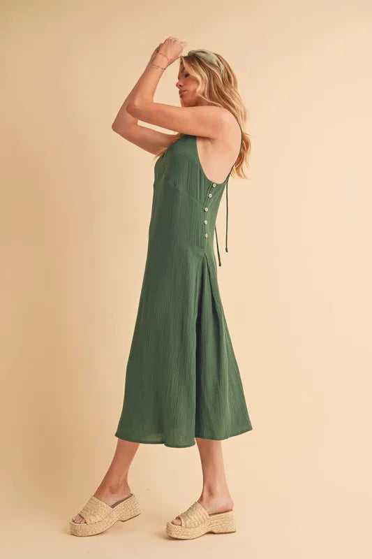 Image of Aemi+Co Side Button Midi Cami Dress | Queeble.shop
