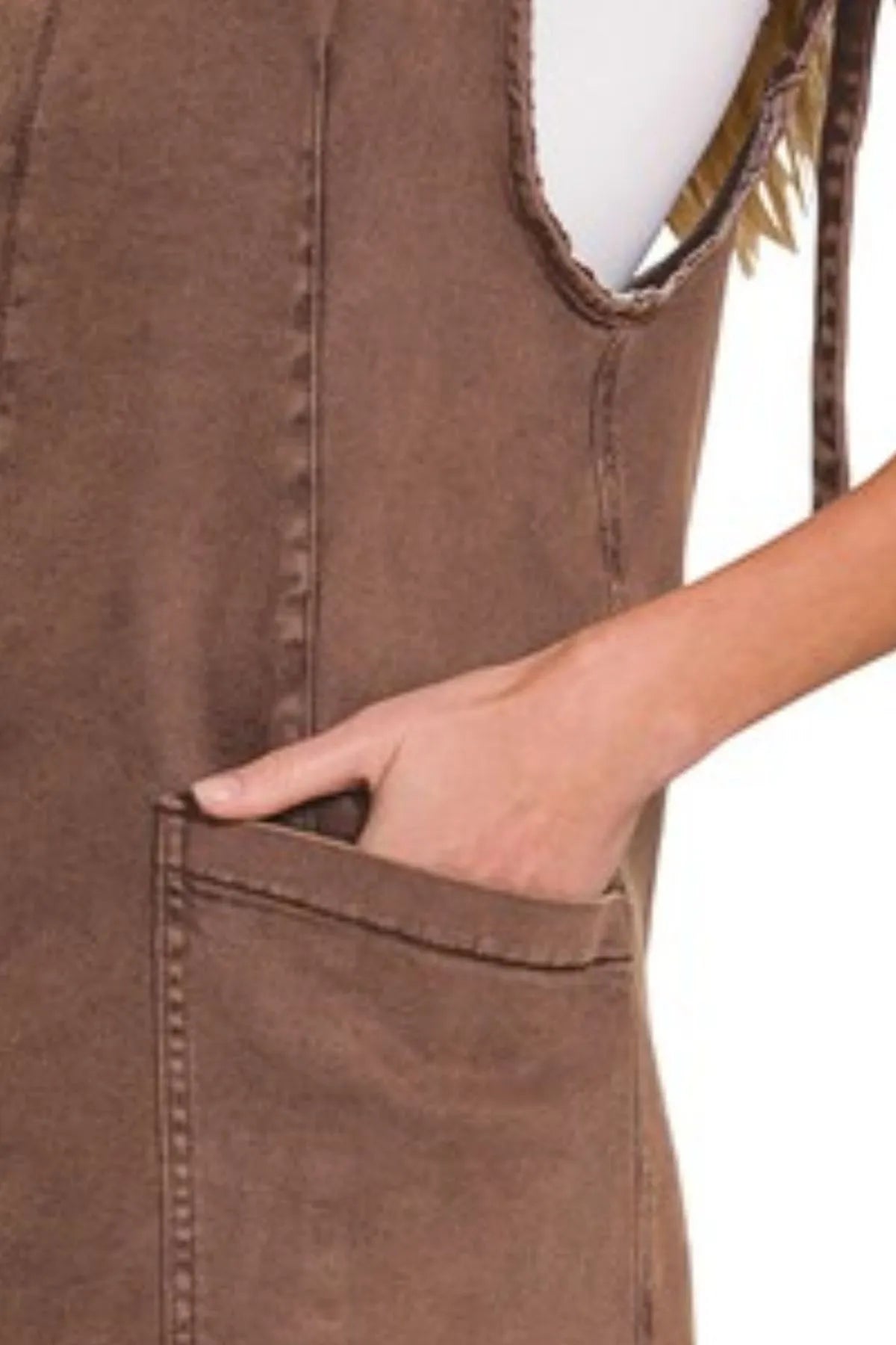 Image of Zenana Washed Adjustable Strap Denim Overall Dress | Queeble.shop