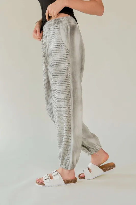 Image of Davi & Dani Rhinestone Elastic Waist Joggers | Queeble.shop