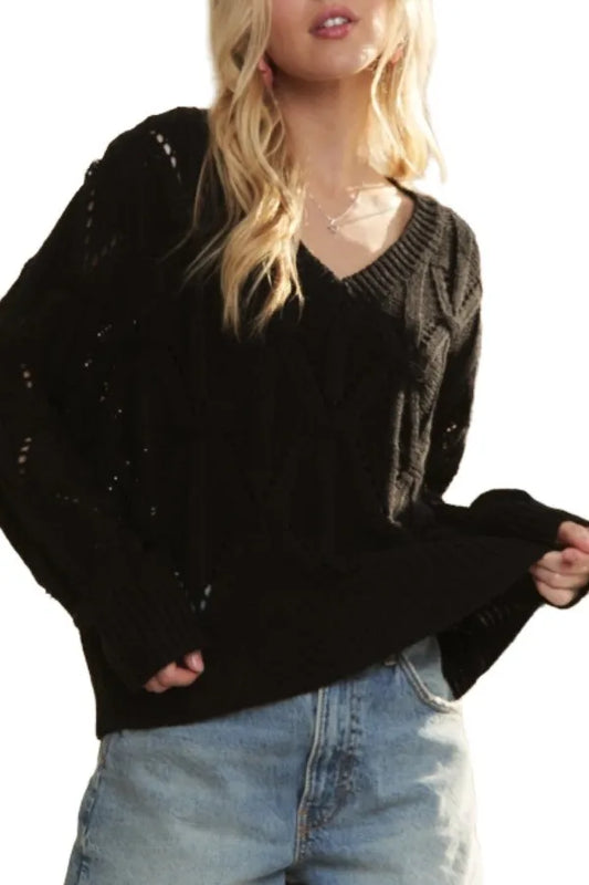 Image of ADORA Loose Fit V Neck Knit Top | Queeble.shop