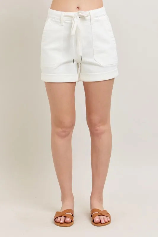 Image of Judy Blue Full Size High Waist Cuff Denim Shorts Plus Size | Queeble.shop