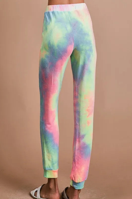Image of BiBi Tie Dye French Terry Casual Pants | Queeble.shop